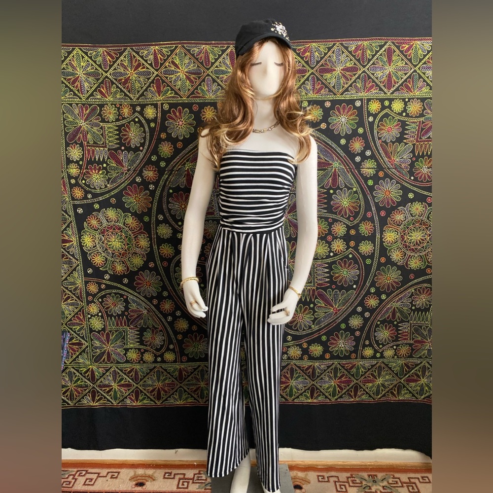 Black and White Stripped Jumpsuit